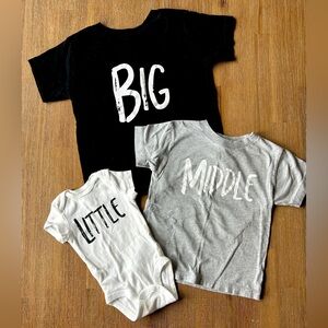 Sibling Matching T-Shirt Set, Big Middle Little